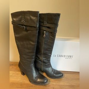La Canadienne designer black leather knee high boots
